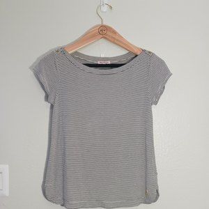 Juice Couture Women's Stripped Short Sleeve Black White Siz XS Shirt Top Blouse